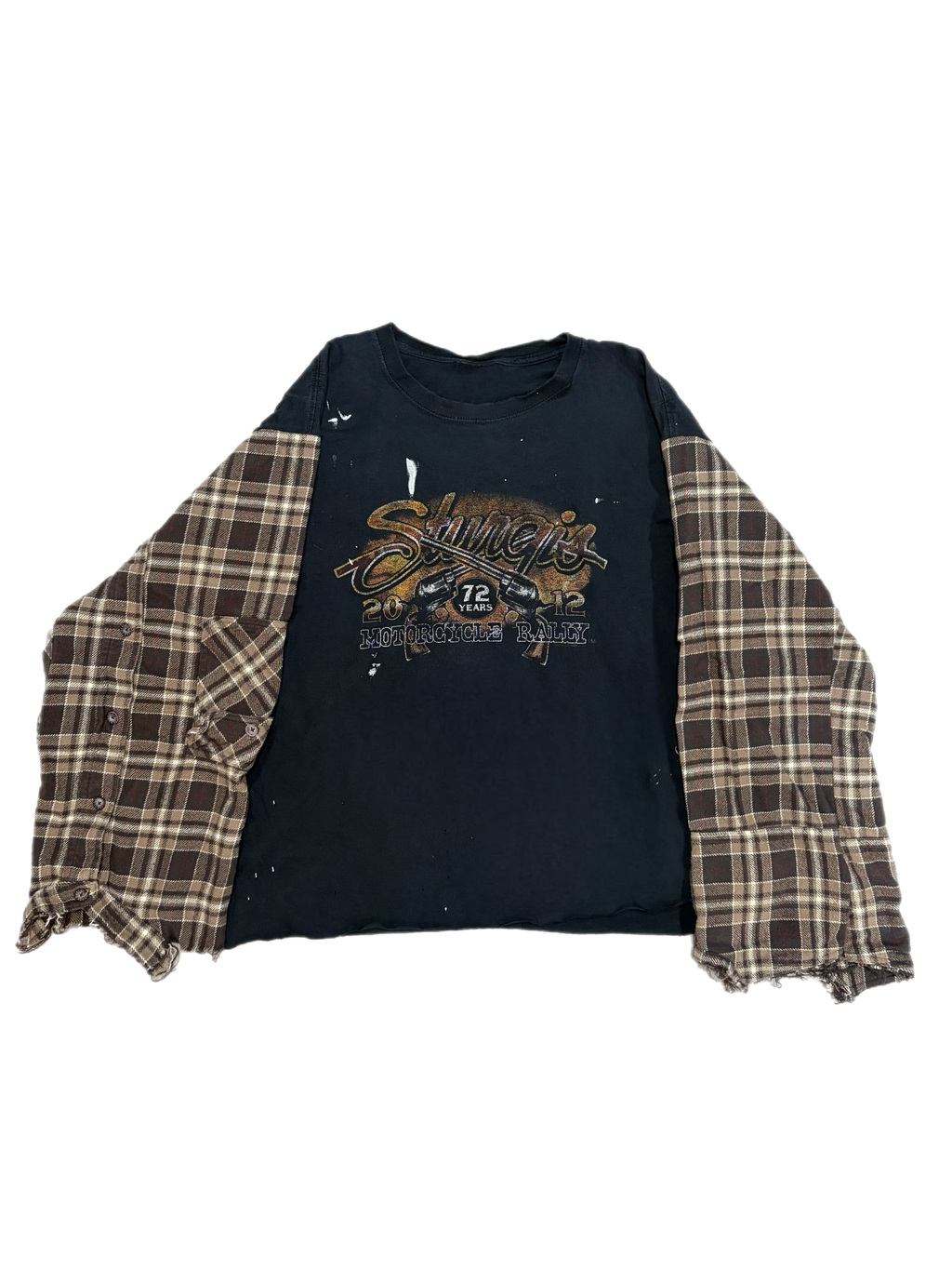 Distressed Biker tee Flannel