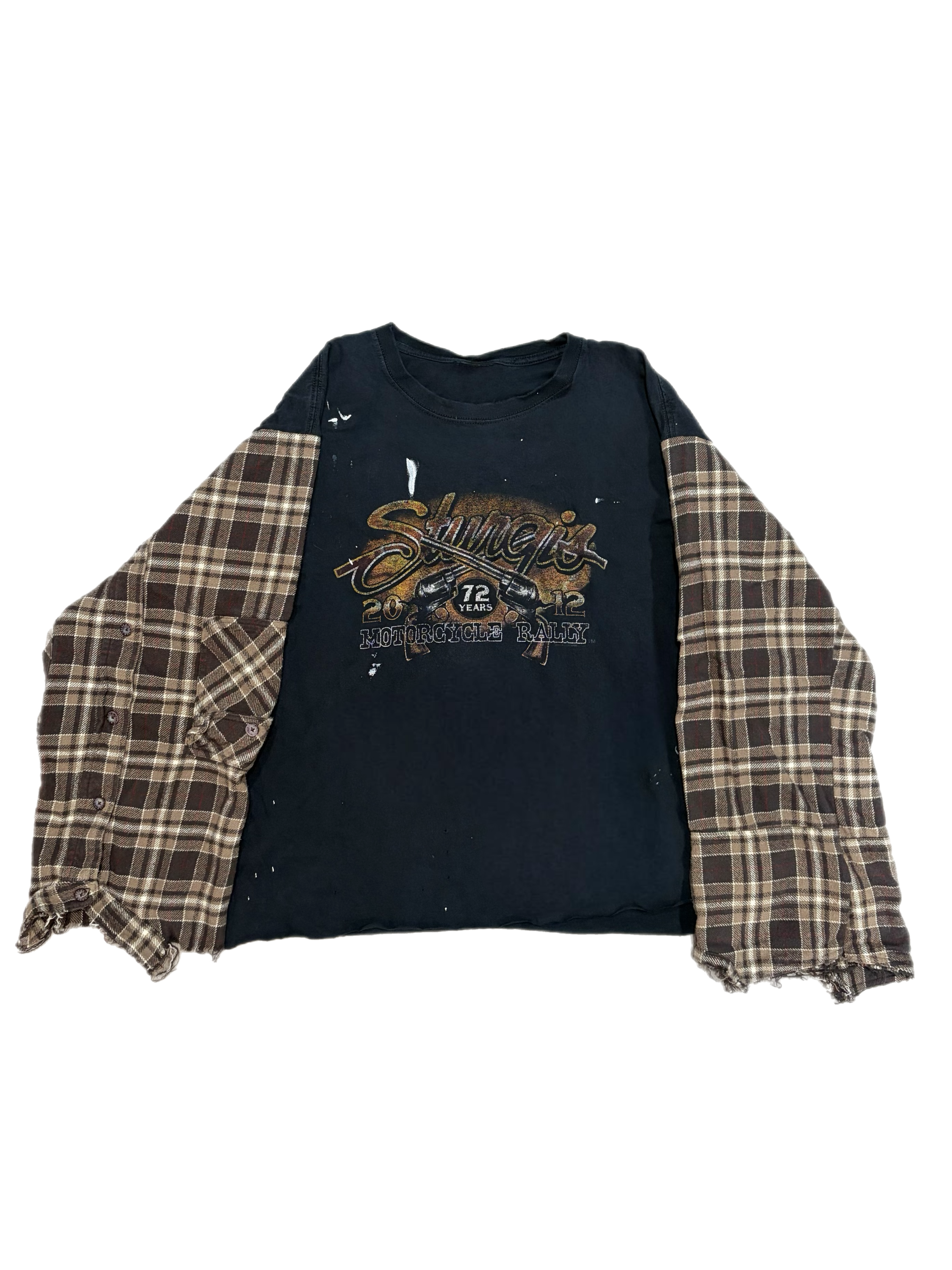 Distressed Biker tee Flannel