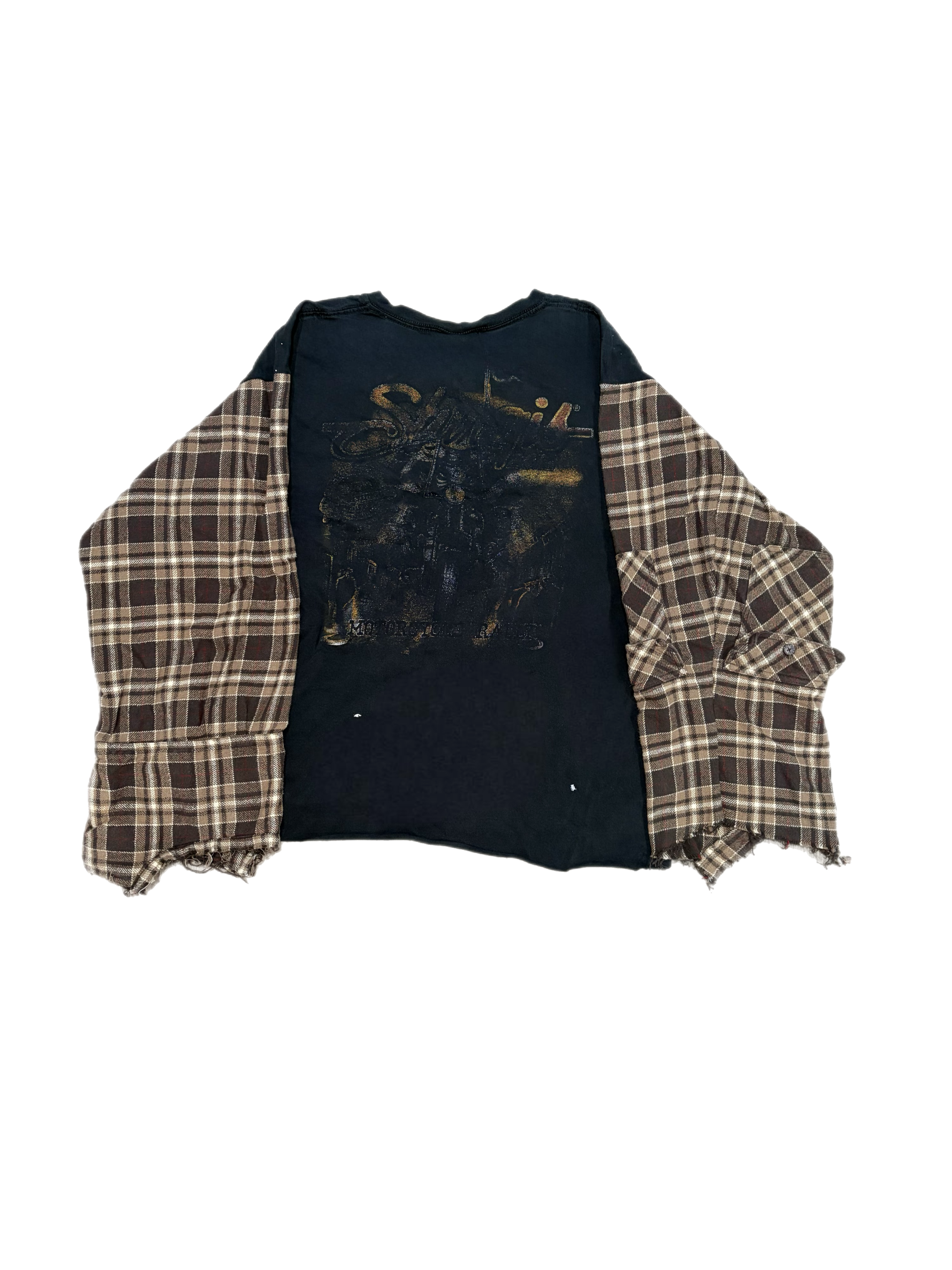 Distressed Biker tee Flannel